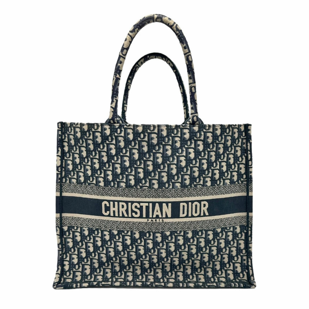 Christian Dior handbag tote bag Oblique Book canvas Navy Blue
